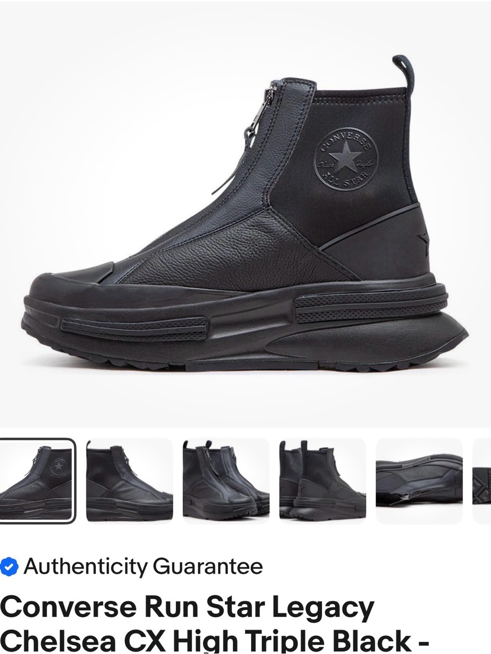 Converse Black Front-Zip Leather Platform Boots
